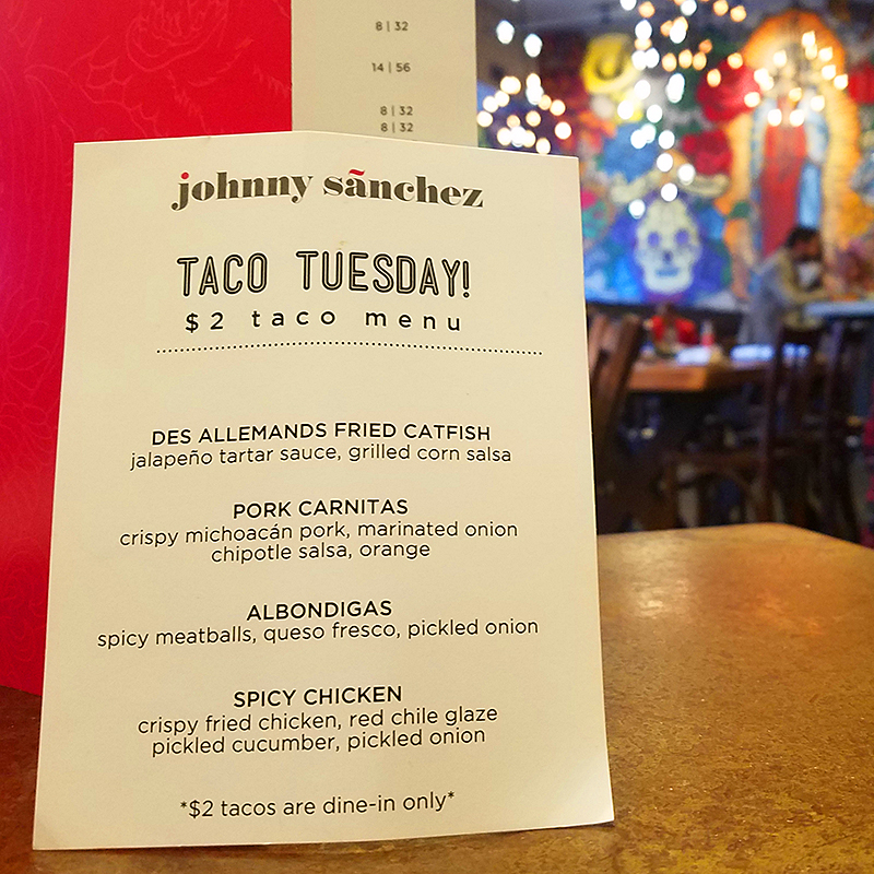 Taco Tuesday Menu